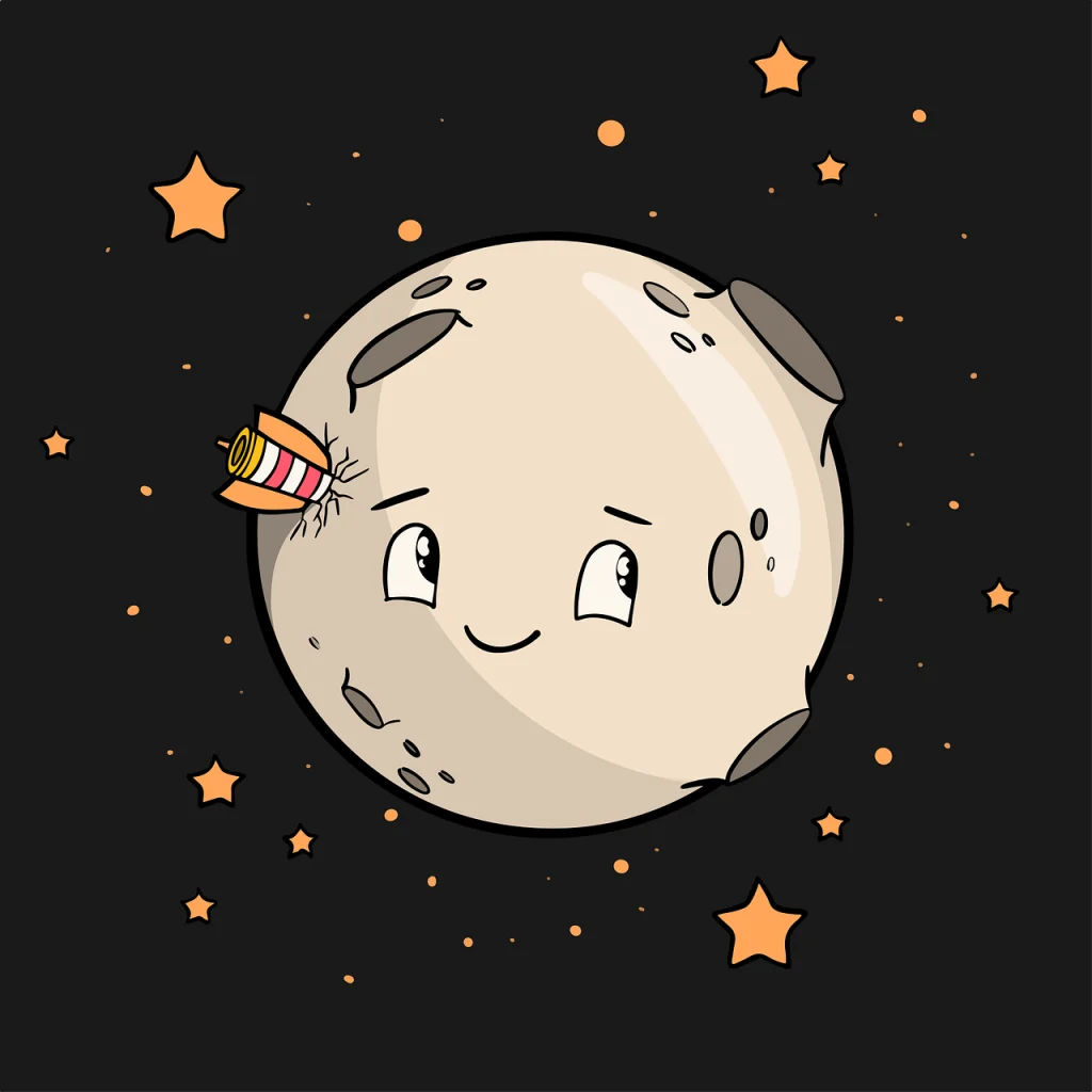 Desenho da lua para ilustrar expressão em francês "estar no mundo da lua"